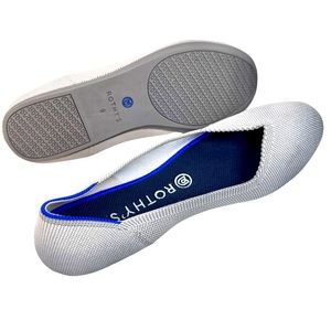 Rothy's Birdseye Round Toe Rare Retired Knit Ballet Flats In Flax Gray Size 9